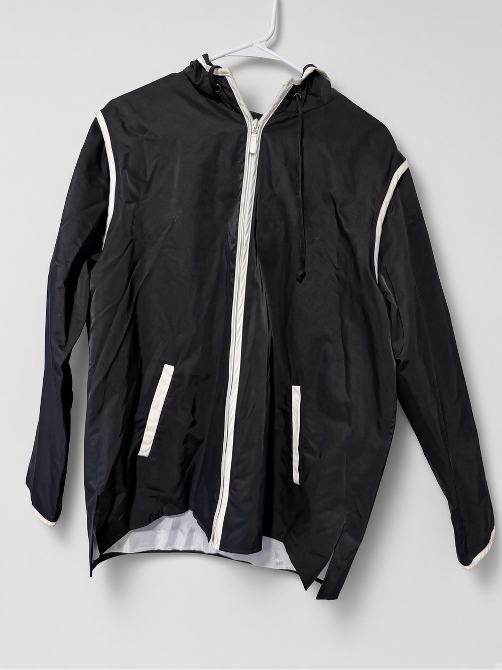 LIZ GOLF by Liz Claiborne Black White Hooded Windbreaker Jacket Size L